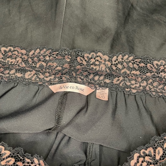 Black Satin and Lace Shorts - Picture 3 of 3